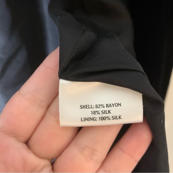 Eileen fisher Womens black velvet silk lined open midi cardigan pockets M - Picture 7 of 8